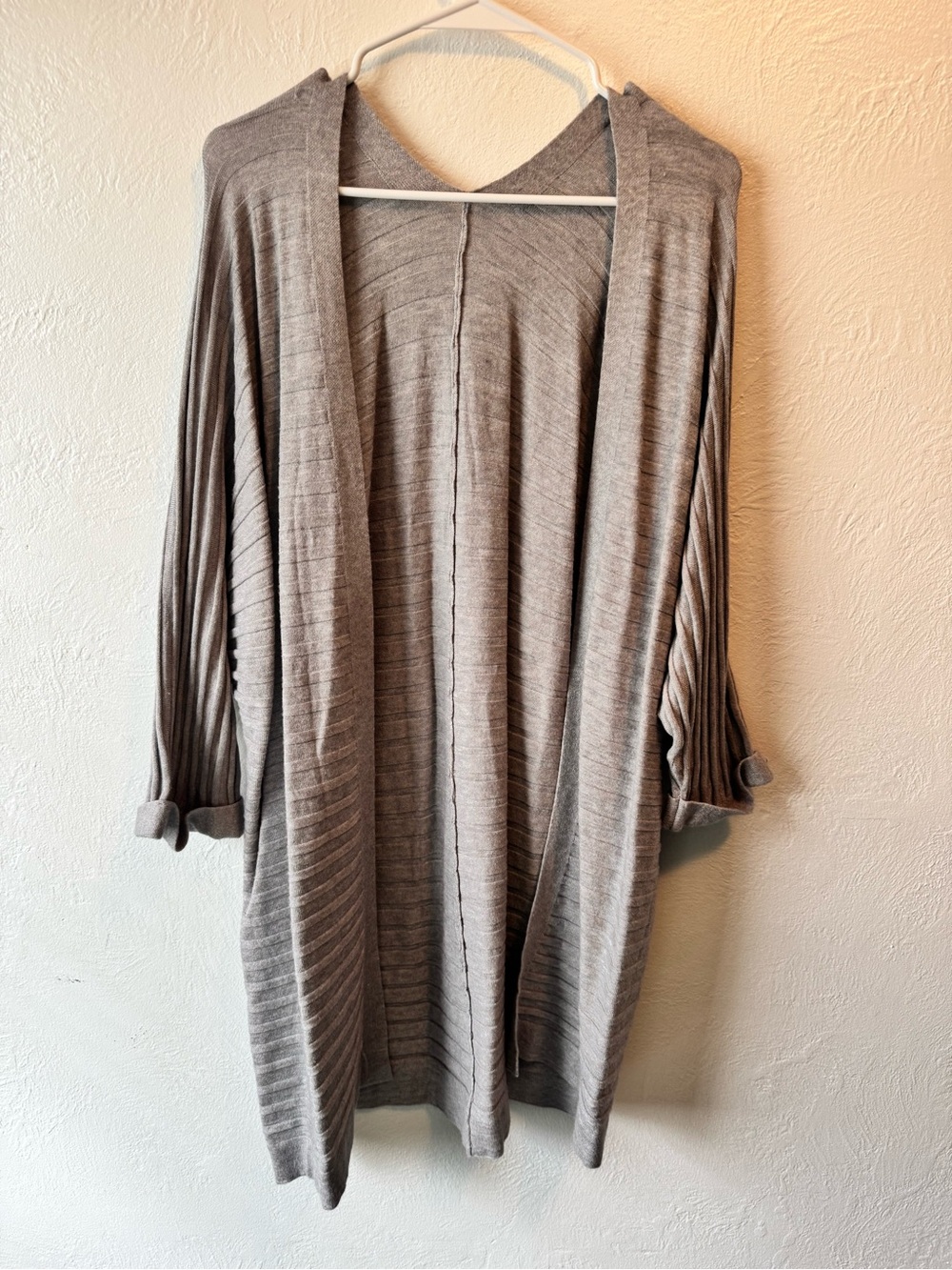 Women's Open-Front Light Gray Knit Cardigan